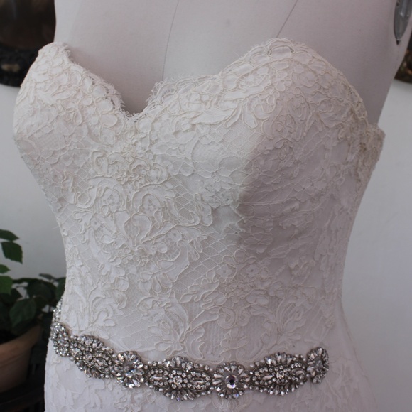 Vintage Maggie Sottero Plus Size Lace Mermaid Cut Trained Wedding Dress - Picture 6 of 8